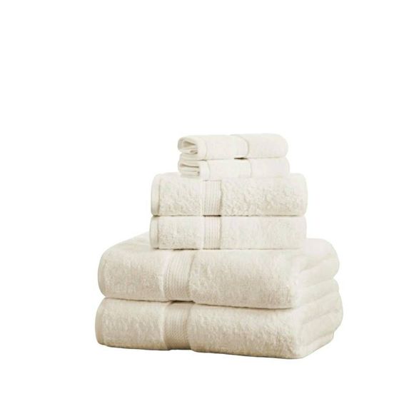 Cream Callicoon 900 GSM 6-Piece Egyptian Cotton Towel Set - Bath, Hand, Face - Picture 4 of 6